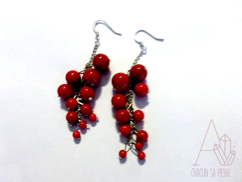 Corail rouge boucles d'oreilles