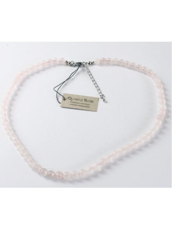 Quartz rose collier boules 8mm