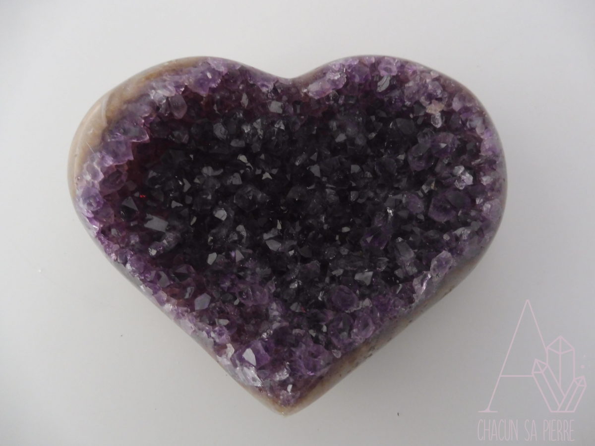 Pendentif Cœur En Améthyste Violet – Pierre De Lithothérapie, Cadeau Noël, Neuf Sans Emballage
