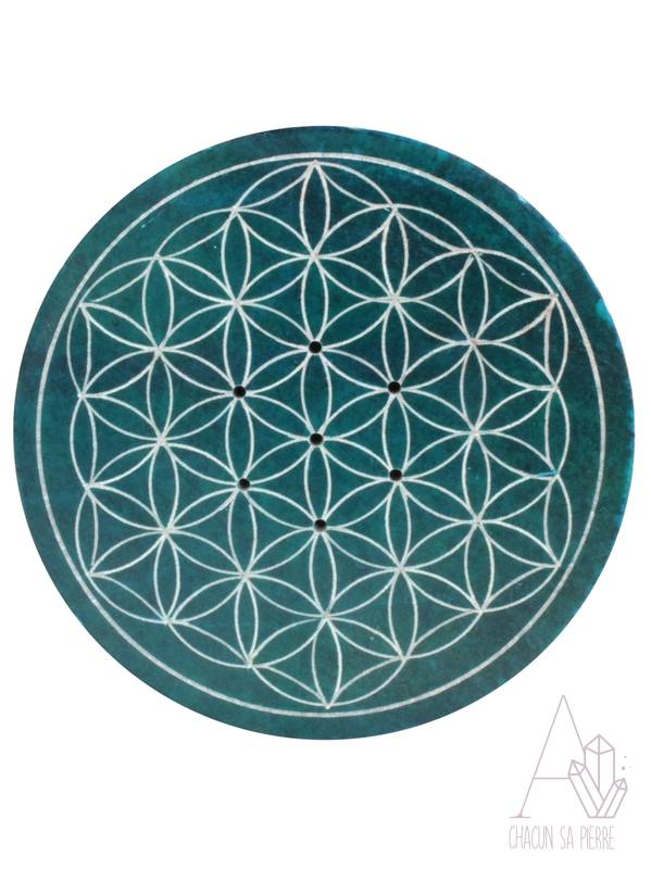 brûle-encens fleur de vie bleu