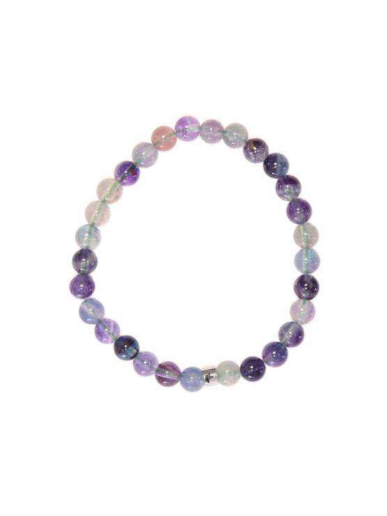 Fluorite arc en ciel bracelet boules 6mm