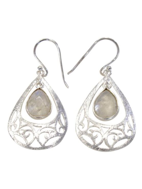 Pierre de lune boucles d'oreilles argent