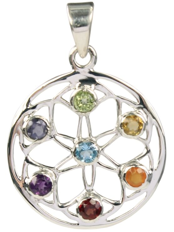 7 chakras pendentif argent mandala