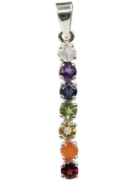 7 chakras pendentif argent bâton
