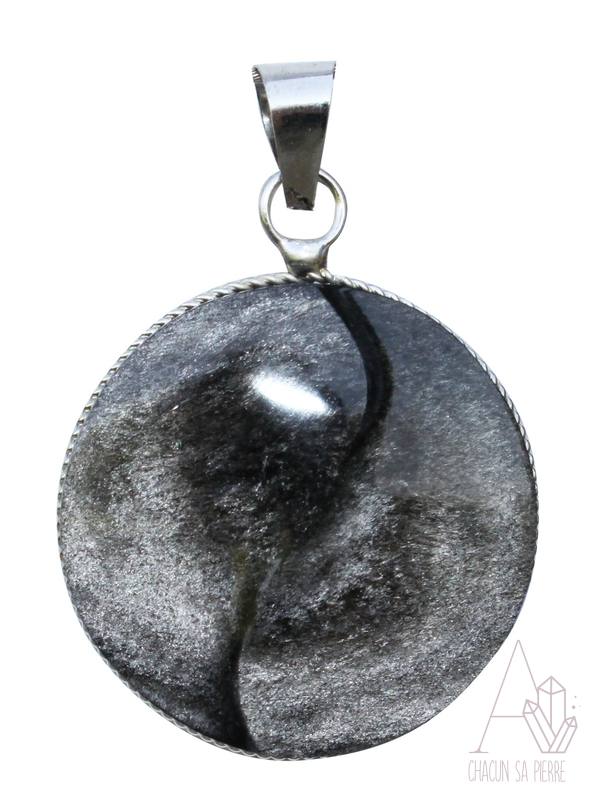 obsidienne argentée pendentif