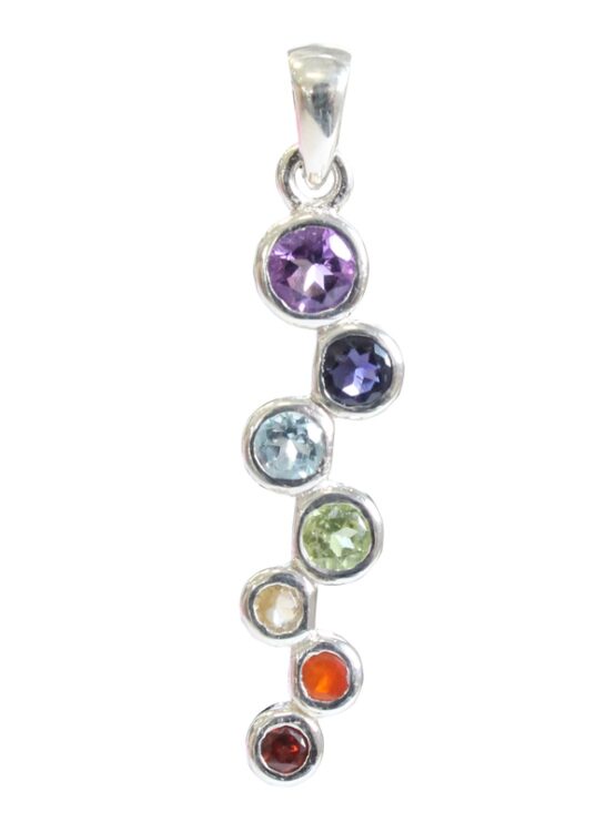 7 chakras pendentif argent bâton irrégulier