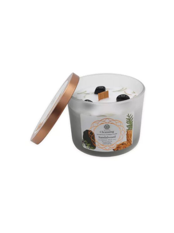 Bougie Bois de santal et Quartz rose