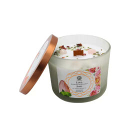 Bougie Amour (roses et quartz rose)
